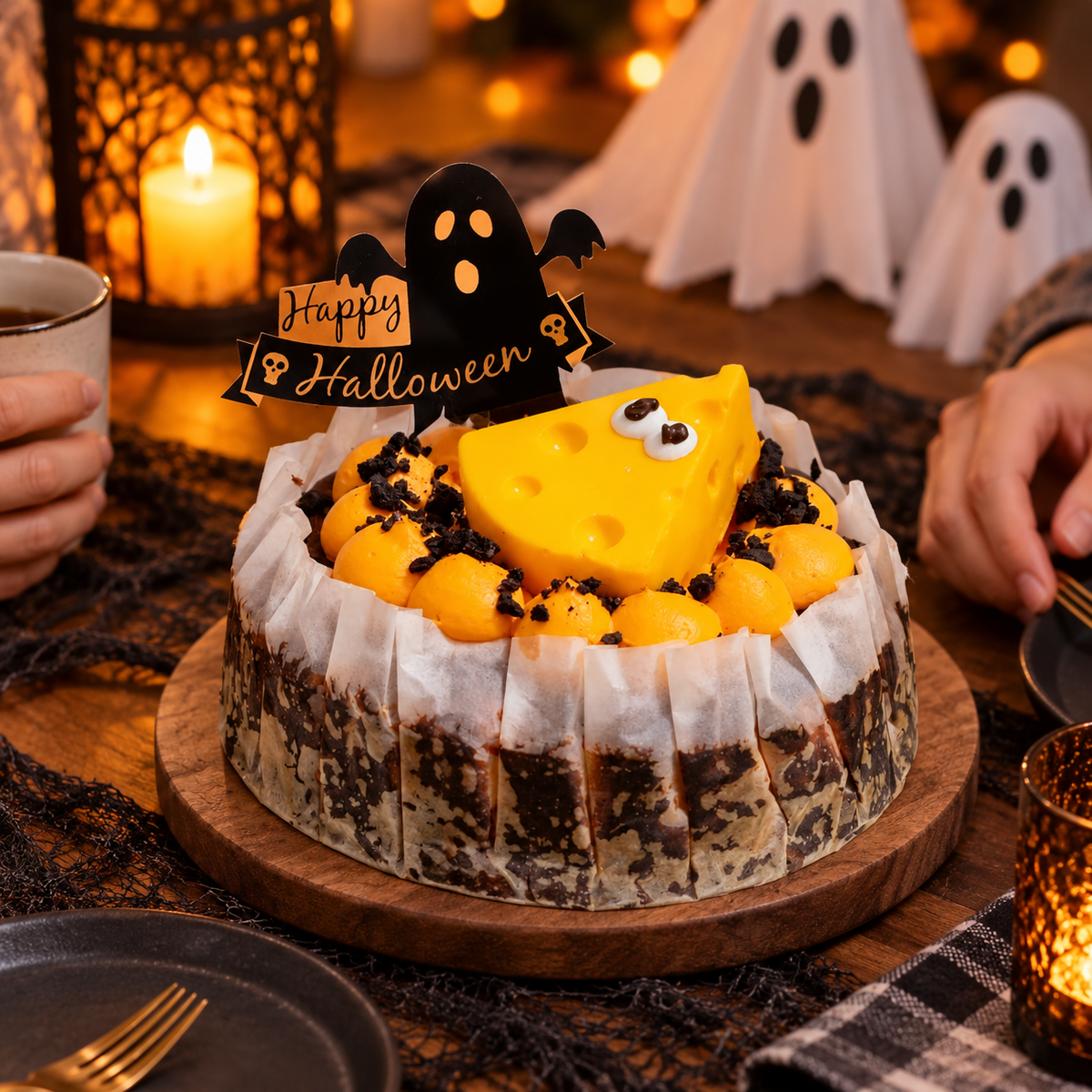 Halloween Cheesecake celebration scene