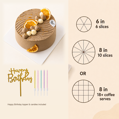 Hojicha & Mandarin Cake cake size and serving guide
